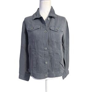 Jones & Co Linen Blend Jean Jacket Sz L Gray